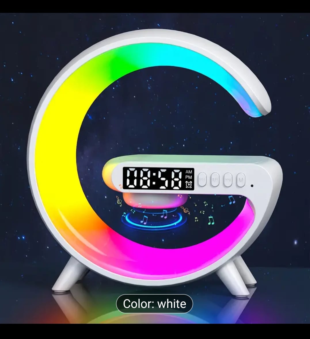 Haut-parleur Bluetooth sans fil et chargeur mobile sans fil faisant également office de lampe (veilleuse)